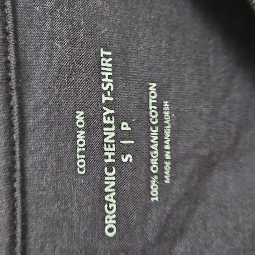 Men's Black‎ Cotton On Henley  T-Shirt - Picture 3 of 4